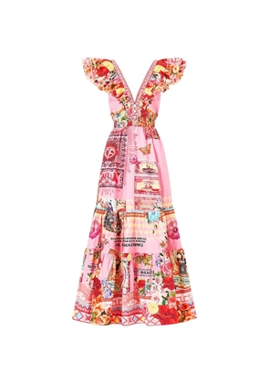 Camilla tiered neck frill dress - Pink