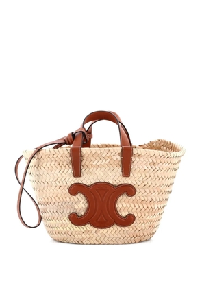 Celine Pre-Owned Classic Panier Basket Raffia and Leather Teen tote bag - Brown