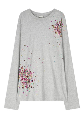 DRIES VAN NOTEN embellished long-sleeve T-shirt - Grey