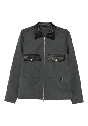 Low Brand leather-trim shirt jacket - Grey