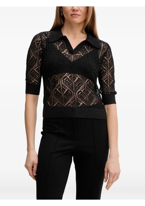 Joseph Ribkoff polo collar knitted top - Black