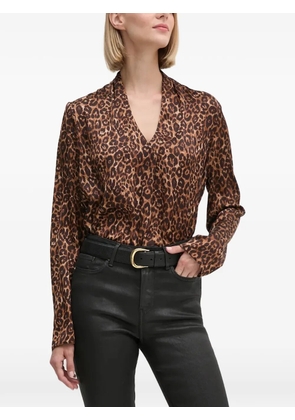 Joseph Ribkoff V-neck animal-pattern blouse - Brown