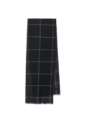 Y's check fringed scarf - Black