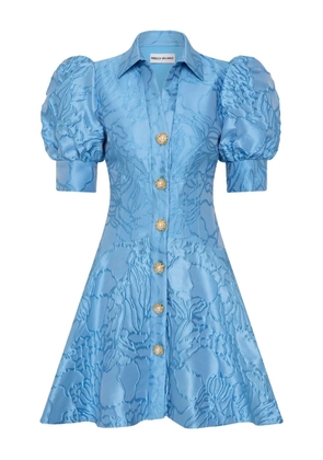 Rebecca Vallance puff-sleeve button aegir mini dress - Blue