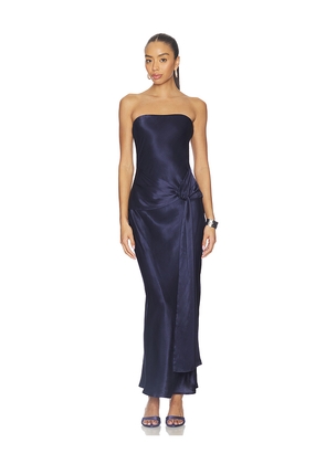 SNDYS Angie Tie Front Maxi Dress in Navy. Size L. Also in M, S, XL, XS, XXL, XXS.