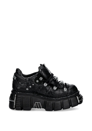NEW ROCK silver-tone hardware textured sneakers - Black