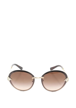 Bvlgari Pre-Owned 2000s rhinestone round sunglasses - Brown