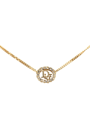Christian Dior Pre-Owned 20th Century Gold Plated Rhinestone Logo Pendant Necklace costume necklace