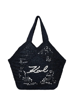 Karl Lagerfeld signature crochet large beach bag - Blue