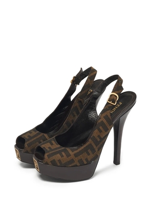 Fendi Pre-Owned Fendista zucca-motif platform sandals - Brown