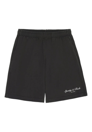 Sporty & Rich Stallion logo tack shorts - Black