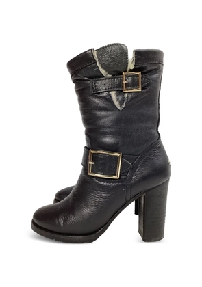 Jimmy Choo Pre-Owned shearling buckle-detail boots - Black