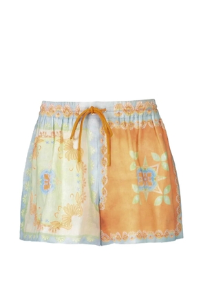 KATE FORD Matthiola Flow floral print drawstring shorts - Blue