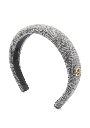 Miu Miu Pre-Owned tweed logo headband - Grey