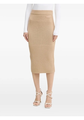Armani Exchange ribbed midi skirt - Neutrals
