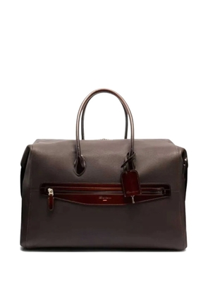 Santoni leather top-handle travel bag - T50DarkBrown