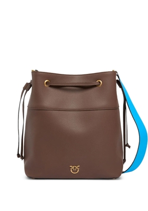PINKO Love Birds drawstring bucket bag - Brown