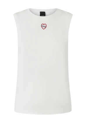 PINKO heart-embroidered sleeveless tank top - White