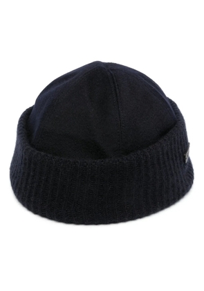 Loro Piana logo-patch leather beanie - Blue