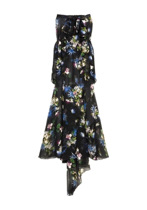 Blumarine floral-print ruffled asymmetric skirt - Black