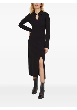The Kooples keyhole-neckline button-cuff midi dress - Black