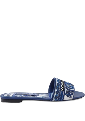 Dolce & Gabbana embroidered-logo sandals - Blue