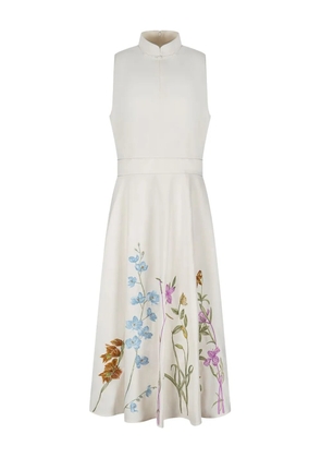 Shanghai Tang floral-embroidery midi dress - White