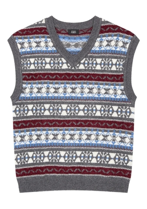 TOMBOY geometric-pattern V-neck vest - Grey