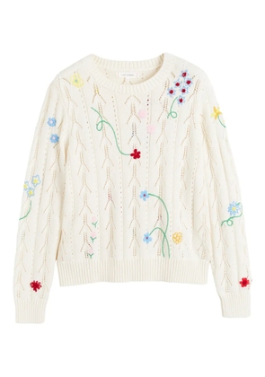 Chinti & Parker floral-embroidered sweater - Neutrals