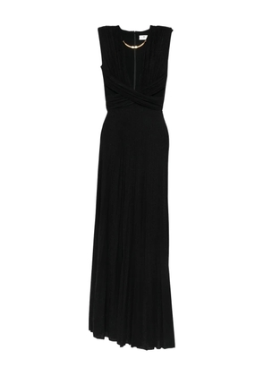 Elisabetta Franchi pleated V-neck maxi dress - Black