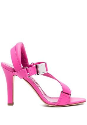 Manolo Blahnik military-buckle 95mm leather sandals - Pink