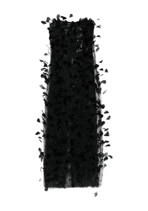 NISSA feather-embellished tulle maxi dress - Black