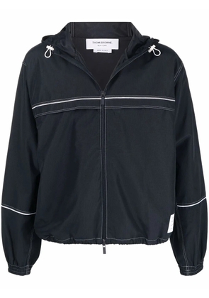 Thom Browne contrast-stitch hooded track jacket - Blue