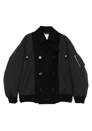 sacai double-breasted wool jacket - Black