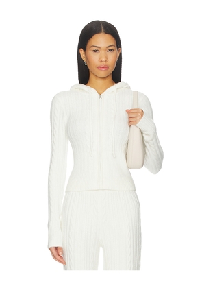 WellBeing + BeingWell Rorie Cable Knit Hoodie in Blanc White in White. Size M. Also in XL.