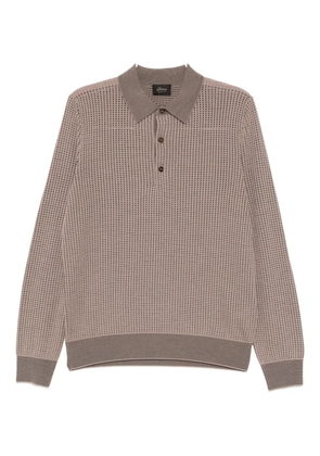 Brioni waffle-knit polo shirt - Brown
