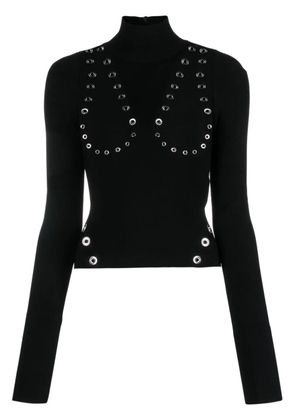 Off-White eyelet-embellished knitted top - Black