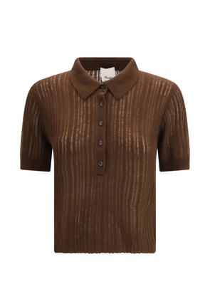 Allude button ribbed polo sweater - Brown
