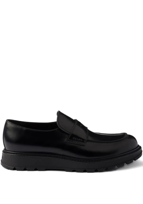Prada brushed leather penny loafers - Black