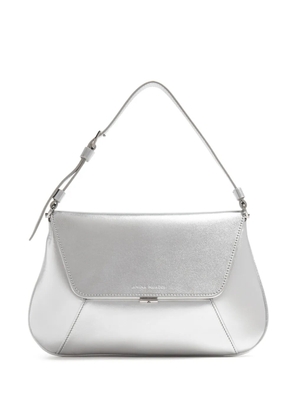 Amina Muaddi Ami metallic-effect leather bag - Silver