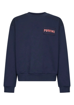 Marni embroidered-logo crew-neck sweater - Blue