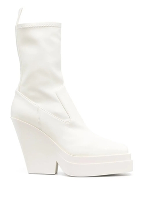 GIABORGHINI 120mm tapered-heel leather boots - White