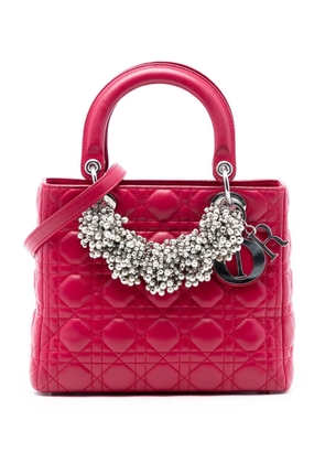 Christian Dior Pre-Owned 2011 Medium Lambskin Cannage Pearl Lady Dior satchel - Red