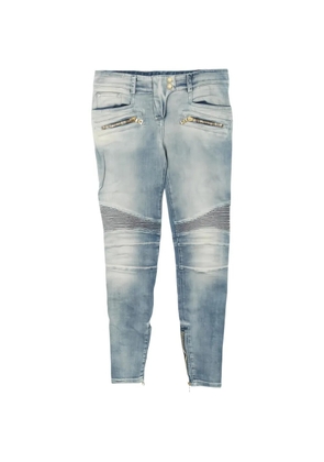 Balmain 2010s hem zip biker jeans - Blue
