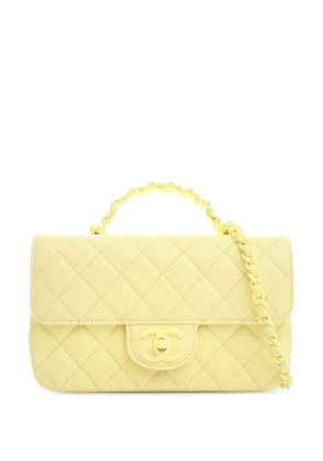 CHANEL Pre-Owned 2021-2025 Mini Rectangular Quilted Lambskin Incognito Top Handle Flap satchel - Yellow