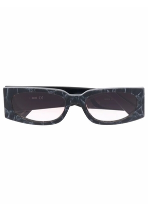 GCDS marble-effect rectangular-frame sunglasses - Black