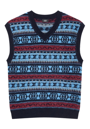 TOMBOY geometric-pattern V-neck vest - Blue