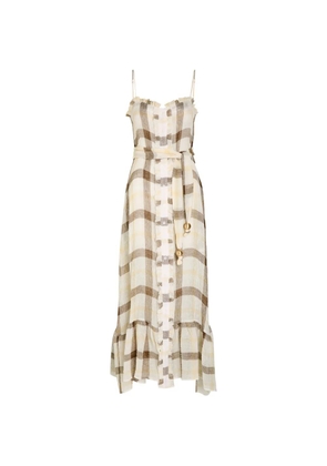 Lisa Marie Fernandez check ruffled maxi dress - Neutrals
