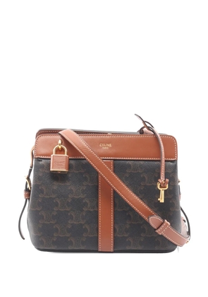 Celine Pre-Owned 2021-2026 Teen Triomphe Coated Canvas Cabas De France crossbody bag - Black