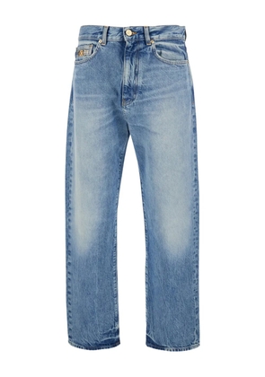 Versace Medusa buckle cotton wide-leg jeans - Blue
